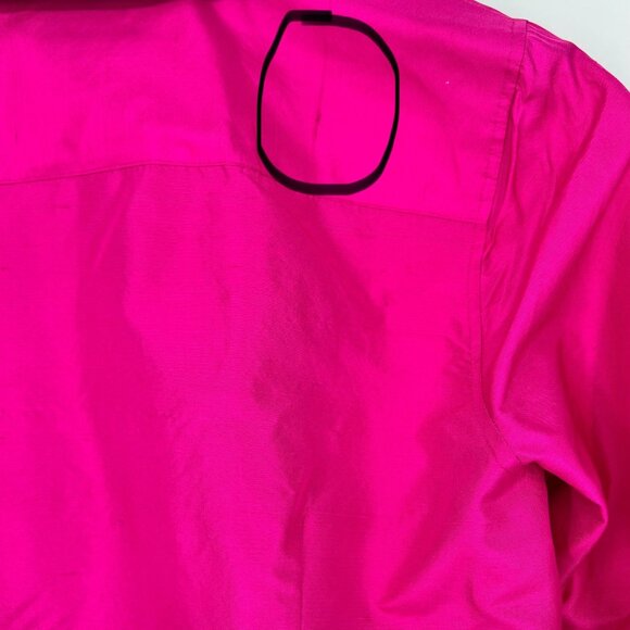 Talbots Womens Silk Button Up Blouse Size L? Petite Fuchsia Long Sleeve - Picture 8 of 10